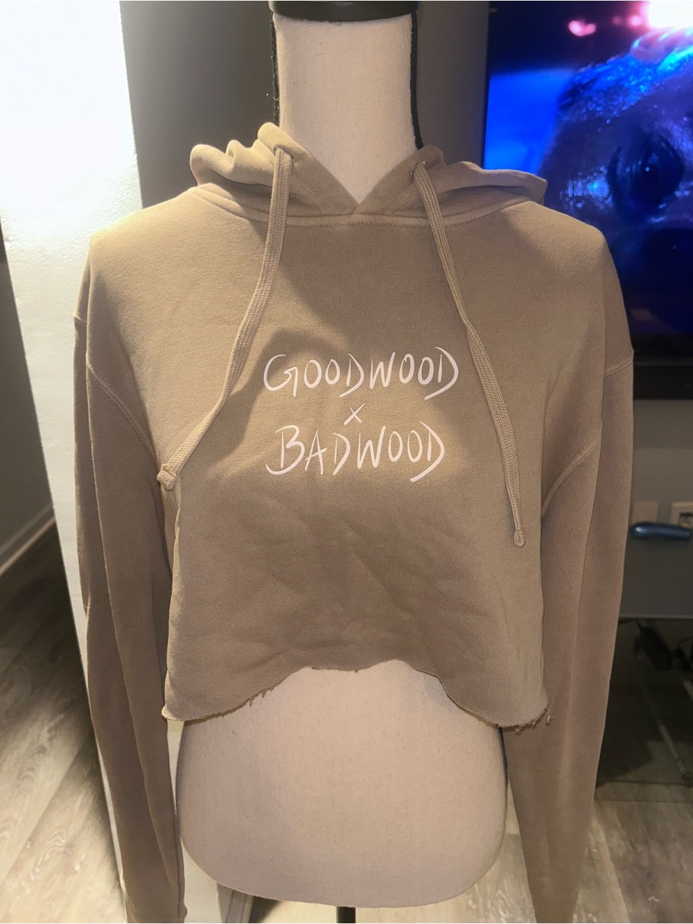 Goodwood x Badwood Taupe Cropped Hoodie - Women